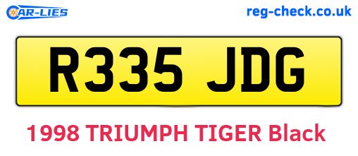 R335JDG are the vehicle registration plates.