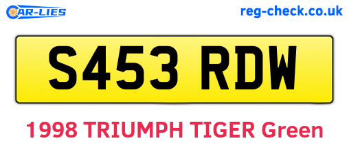 S453RDW are the vehicle registration plates.
