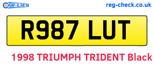 R987LUT are the vehicle registration plates.