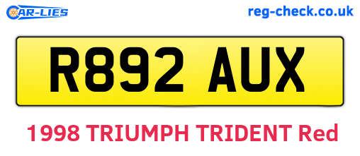 R892AUX are the vehicle registration plates.