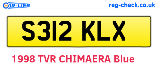 S312KLX are the vehicle registration plates.