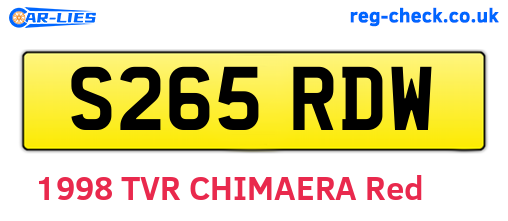 S265RDW are the vehicle registration plates.