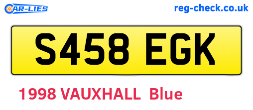 S458EGK are the vehicle registration plates.