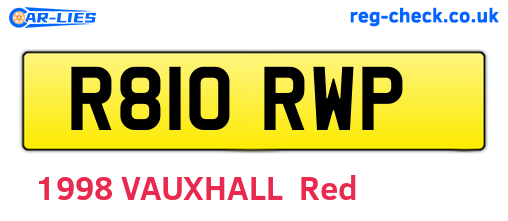 R810RWP are the vehicle registration plates.