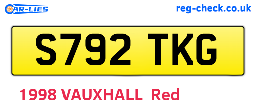 S792TKG are the vehicle registration plates.