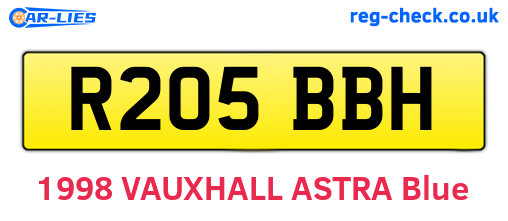 R205BBH are the vehicle registration plates.