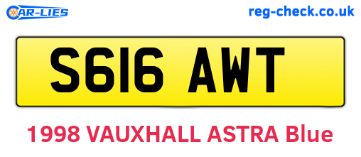 S616AWT are the vehicle registration plates.