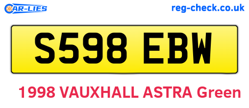 S598EBW are the vehicle registration plates.