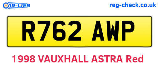 R762AWP are the vehicle registration plates.