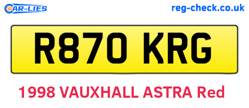 R870KRG are the vehicle registration plates.