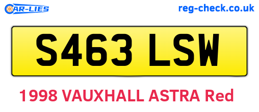 S463LSW are the vehicle registration plates.