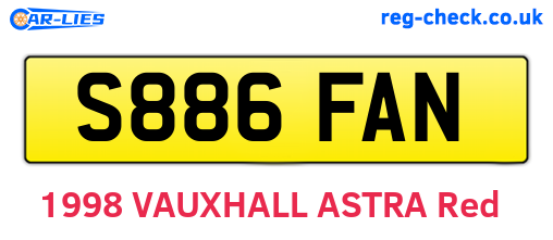 S886FAN are the vehicle registration plates.