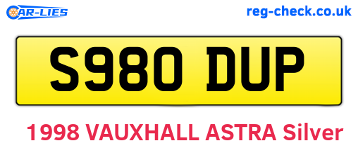 S980DUP are the vehicle registration plates.