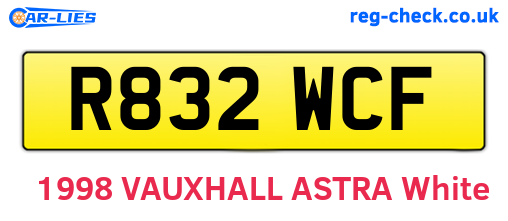 R832WCF are the vehicle registration plates.