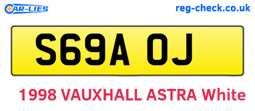 S69AOJ are the vehicle registration plates.