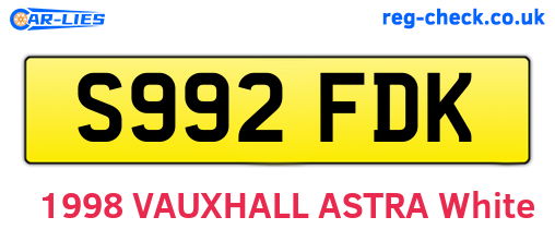 S992FDK are the vehicle registration plates.