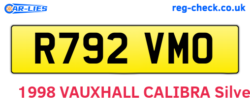 R792VMO are the vehicle registration plates.