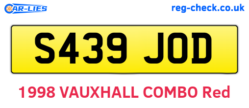 S439JOD are the vehicle registration plates.