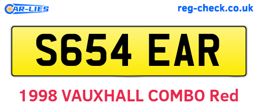 S654EAR are the vehicle registration plates.