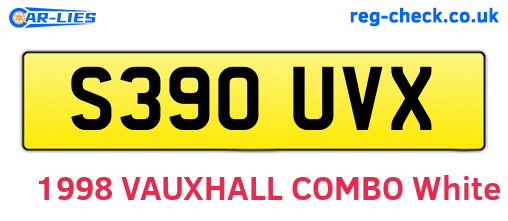 S390UVX are the vehicle registration plates.