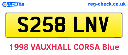 S258LNV are the vehicle registration plates.