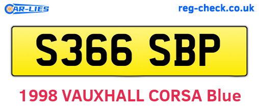 S366SBP are the vehicle registration plates.