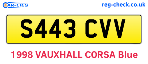 S443CVV are the vehicle registration plates.