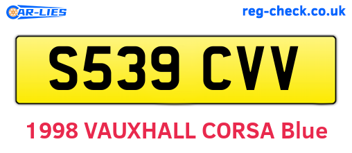 S539CVV are the vehicle registration plates.