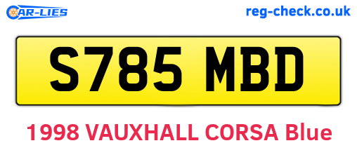 S785MBD are the vehicle registration plates.