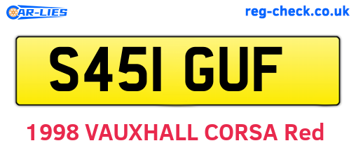 S451GUF are the vehicle registration plates.