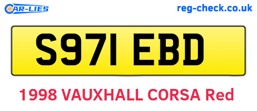 S971EBD are the vehicle registration plates.