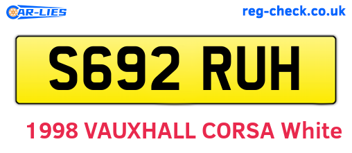 S692RUH are the vehicle registration plates.
