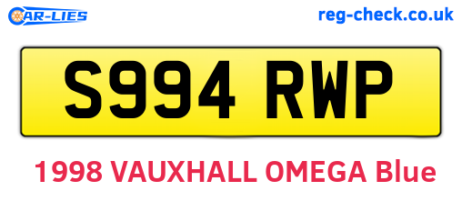 S994RWP are the vehicle registration plates.