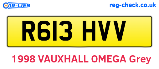 R613HVV are the vehicle registration plates.