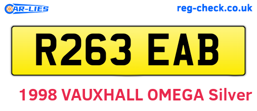 R263EAB are the vehicle registration plates.