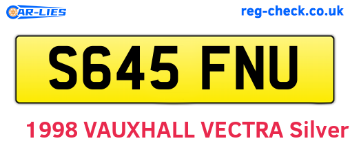 S645FNU are the vehicle registration plates.