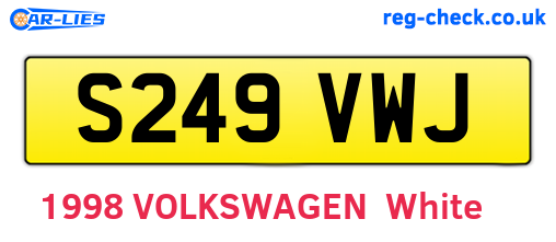S249VWJ are the vehicle registration plates.