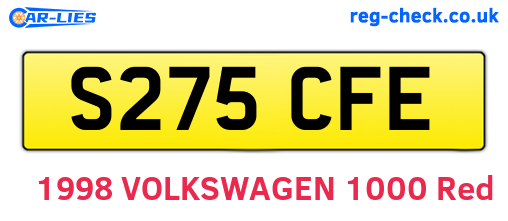 S275CFE are the vehicle registration plates.