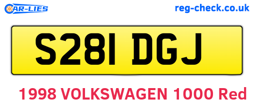 S281DGJ are the vehicle registration plates.