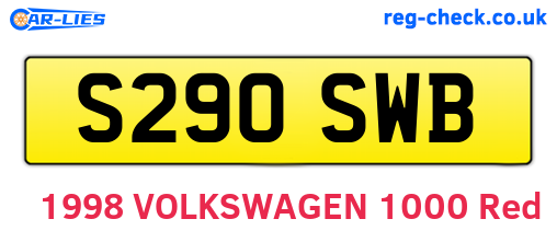 S290SWB are the vehicle registration plates.