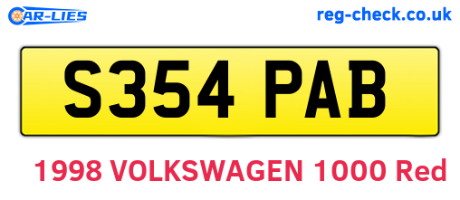 S354PAB are the vehicle registration plates.