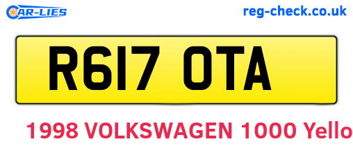 R617OTA are the vehicle registration plates.