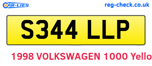 S344LLP are the vehicle registration plates.