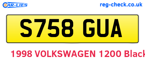 S758GUA are the vehicle registration plates.