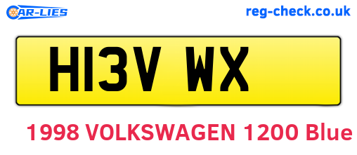 H13VWX are the vehicle registration plates.
