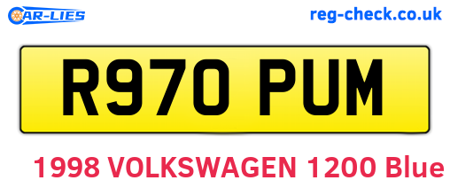 R970PUM are the vehicle registration plates.