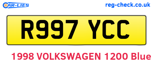 R997YCC are the vehicle registration plates.