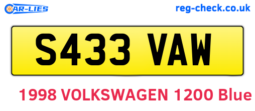 S433VAW are the vehicle registration plates.