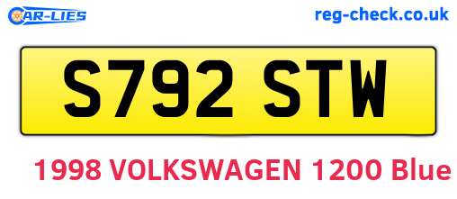 S792STW are the vehicle registration plates.
