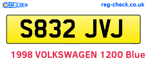 S832JVJ are the vehicle registration plates.